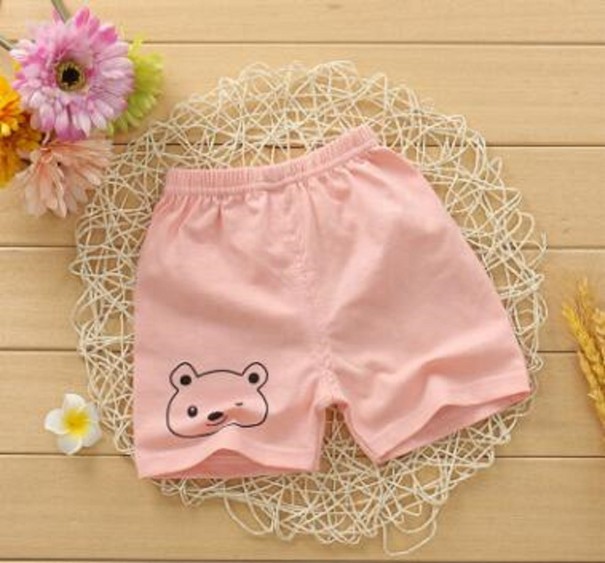 Pantalones cortos infantiles con caricatura de oso J1247 rosa 2