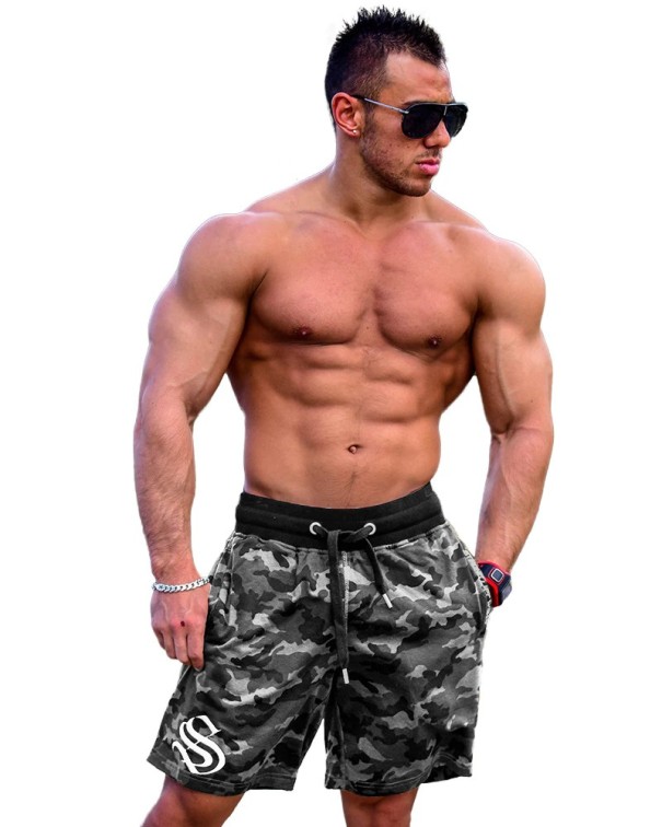 Pantalones cortos militares para hombre gris L