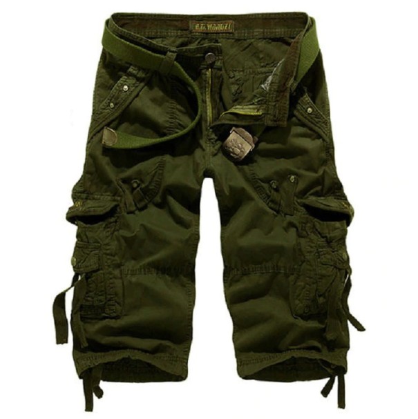 Pantalones cortos militares para hombre verde oscuro 38