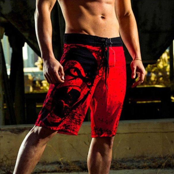 Pantalones cortos para hombre con estampado de gorila rojo S