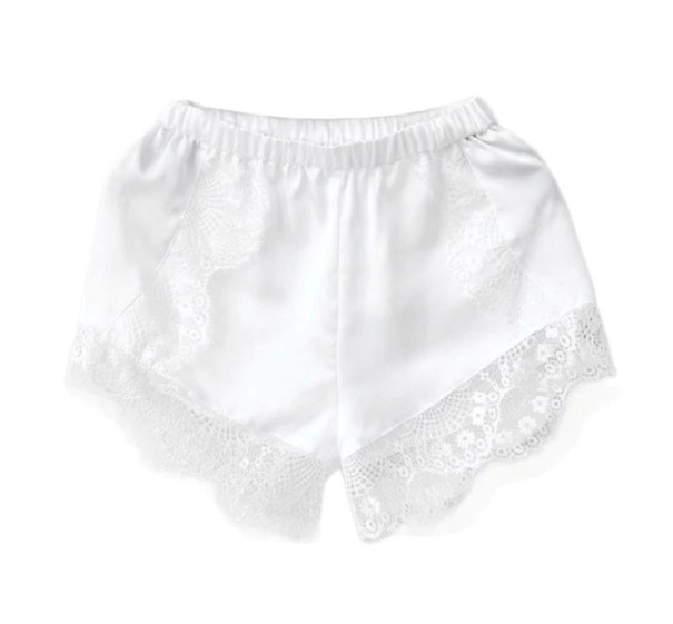 Pantalones cortos sexys de mujer con encaje blanco