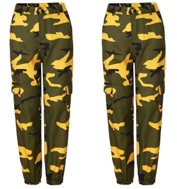 Pantalones de camuflaje para mujer J2825 amarillo M