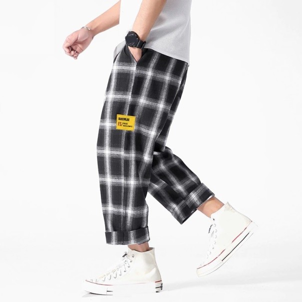 Pantalones de cuadros para hombre F1385 blanco S