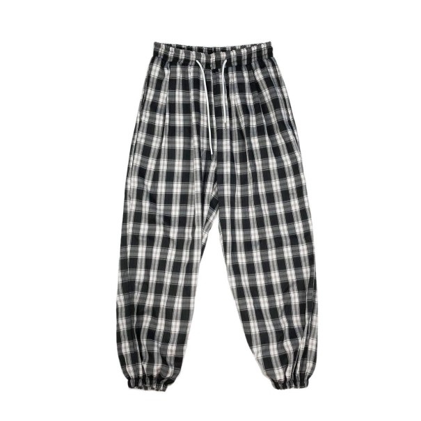 Pantalones de cuadros para hombre F1425 negro L