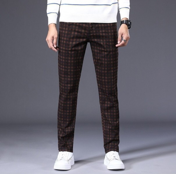 Pantalones de cuadros para hombre F1464 burdeos 33