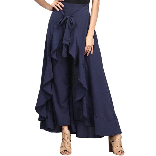 Pantalones de falda sueltos para mujer azul oscuro XXL
