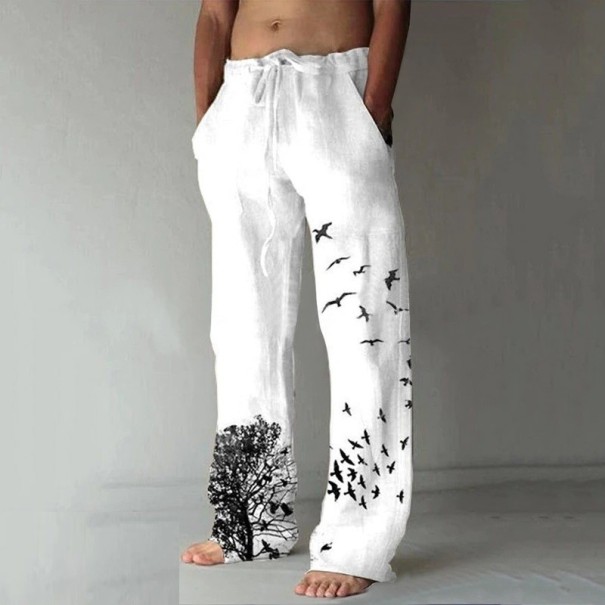 Pantalones de hombre con pájaros A3123 blanco S