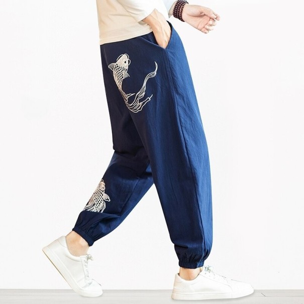 Pantalones de hombre con peces azul oscuro XL