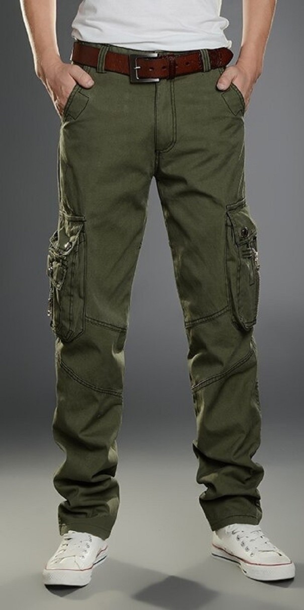 Pantalones de hombre F1394 verde militar 33 1