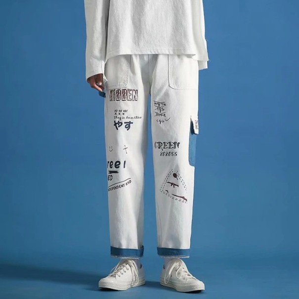 Pantalones de hombre F1689 blanco XXS