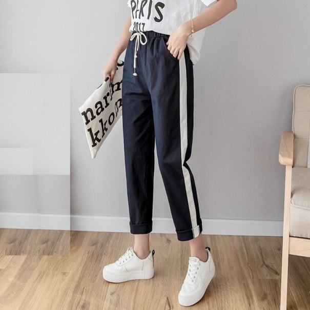 Pantalones de mujer con cintura elástica. azul oscuro S