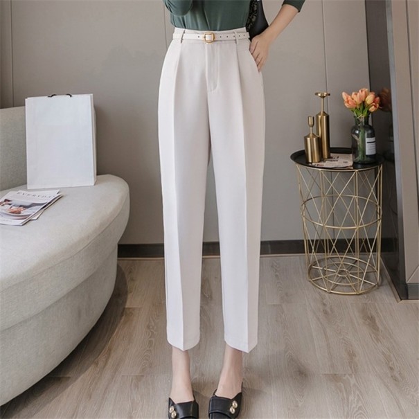 Pantalones de mujer con cinturón crema XS