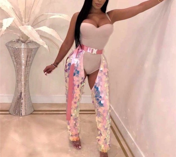 Pantalones de mujer con fuelle abierto L