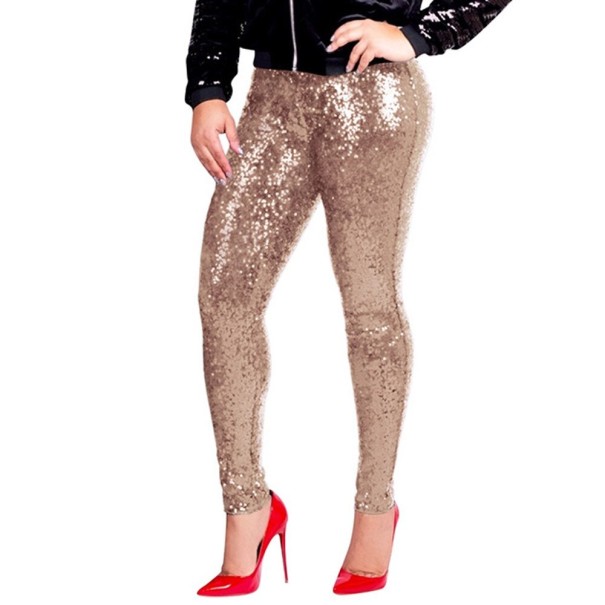 Pantalones de mujer con lentejuelas dorado L