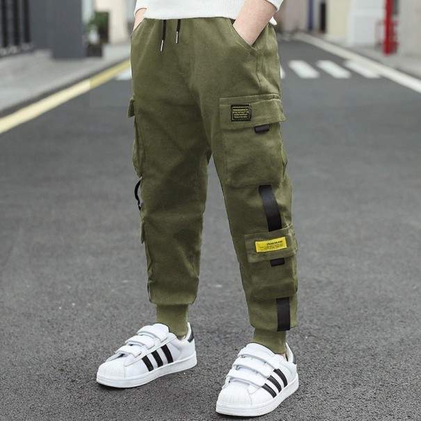 Pantalones de niño L2233 verde militar 8