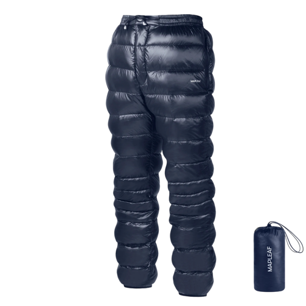 Pantalones de plumas de invierno 27 x 13 x 13 cm Unisex pantalones de nylon cálidos con cremallera y bolsillos con cremallera y cintura ajustable para actividades al aire libre en invierno azul oscuro L