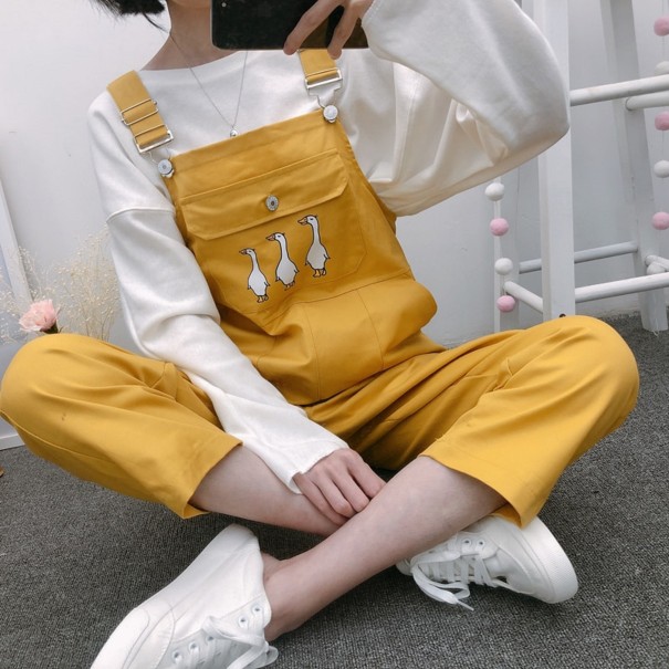 Pantalones de tirantes para mujer A1947 amarillo L