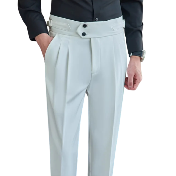 Pantalones de vestir para hombre con bolsillos Unicolor Elegante corte recto Pantalones cómodos y estilosos para hombres para el trabajo, la oficina y eventos formales Poliéster blanco 32