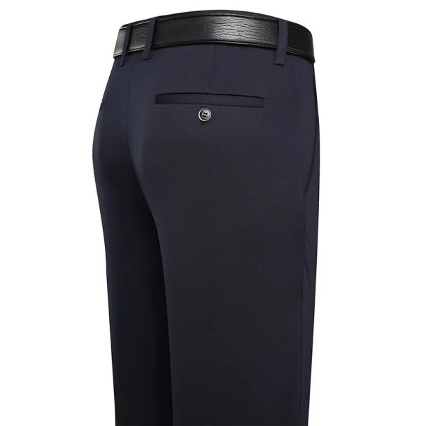 Pantalones de vestir para hombres con bolsillos Corte recto elegante Unicolor Pantalones cómodos para hombres para el trabajo y celebraciones azul oscuro 32
