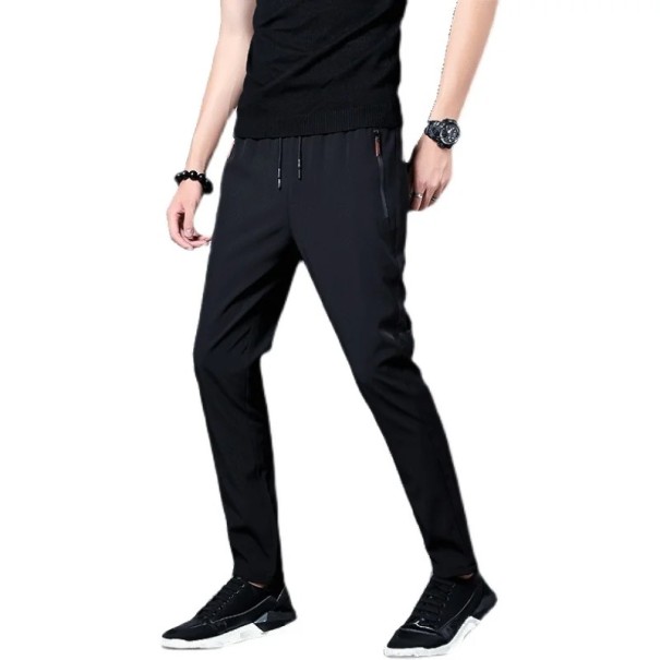 Pantalones deportivos de verano de secado rápido para hombre, ajustados, para correr, senderismo, entrenamiento, transpirables y finos, para clima cálido. negro M