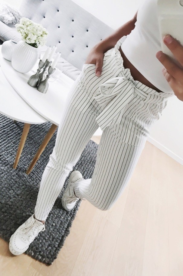Pantalones elegantes de mujer J1163 blanco S