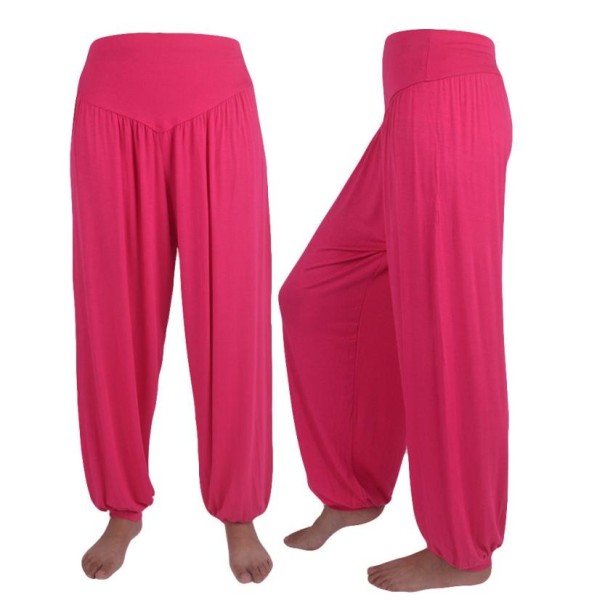 Pantalones harén de mujer D7 rosa oscuro L