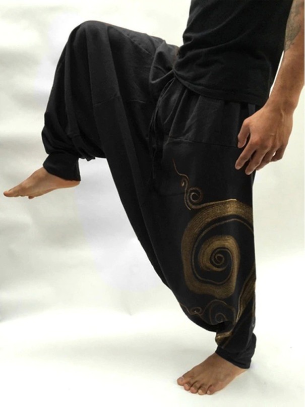 Pantalones harén para hombre F1368 negro S