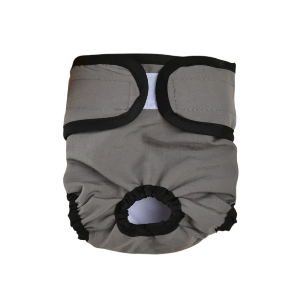 Pantalones higiénicos reutilizables para perros tamaño XS 25–30 cm Mezcla de algodón con velcro Ropa interior cómoda para hembras gris