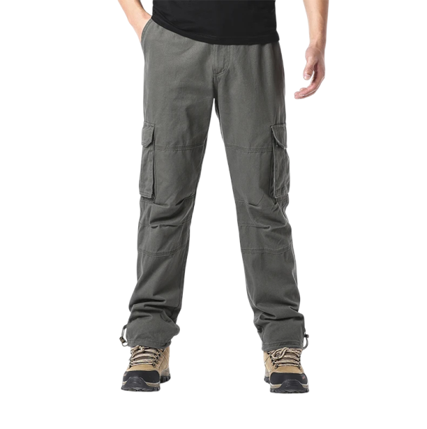Pantalones holgados de algodón para hombre, pantalones tácticos para exteriores con cintura elástica y bolsillos grandes, pantalones de trabajo cómodos. verde militar L