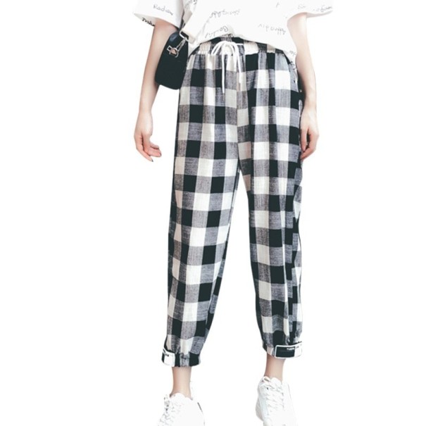 Pantalones holgados de cuadros para mujer A436 L