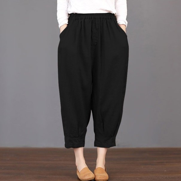 Pantalones holgados de talla grande para mujer negro S