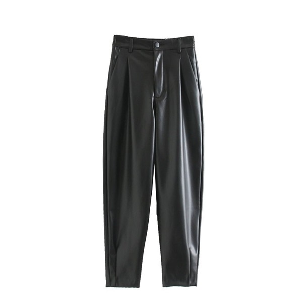 Pantalones negros de piel sintética para mujer A335 XS