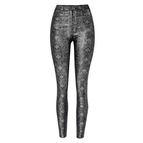 Pantalones pitillo de mujer con estampado de serpiente gris 36