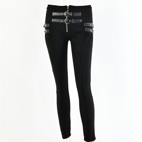 Pantalones pitillo de mujer con tirantes negro S
