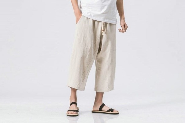 Pantalones tres cuartos de hombre F1391 beige S