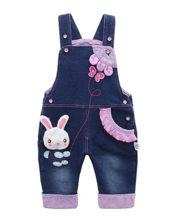 Pantalones vaqueros para niña con estampado de conejo 6-9 meses