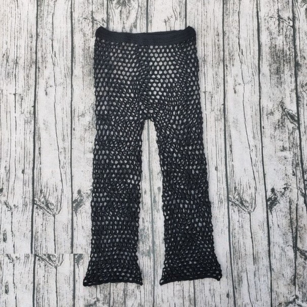 Pantaloni a maglia da donna P1102 nero M