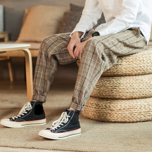 Pantaloni a quadri da uomo F1688 caffè M