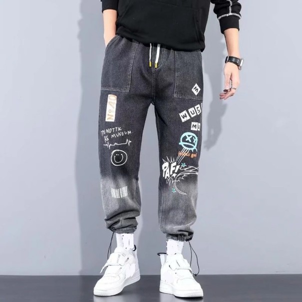 Pantaloni bărbați din denim F1352 gri inchis L 2