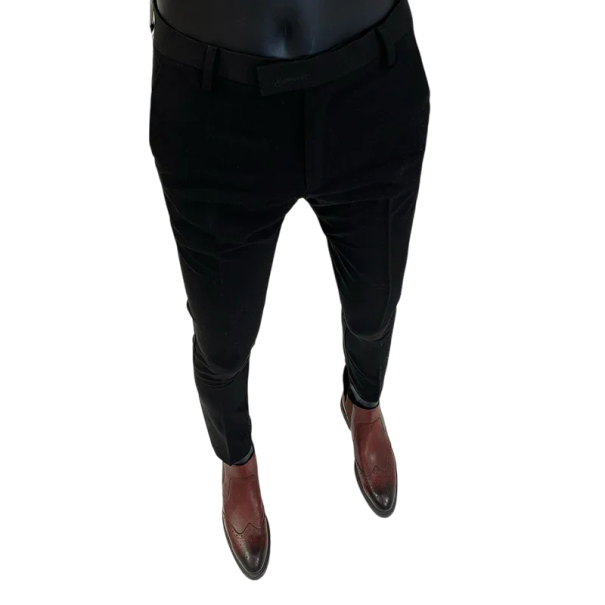 Pantaloni bărbați eleganți cu buzunare Unici Elegant tăietură dreaptă Pantaloni confortabili pentru bărbați la birou și la evenimente festive negru 28