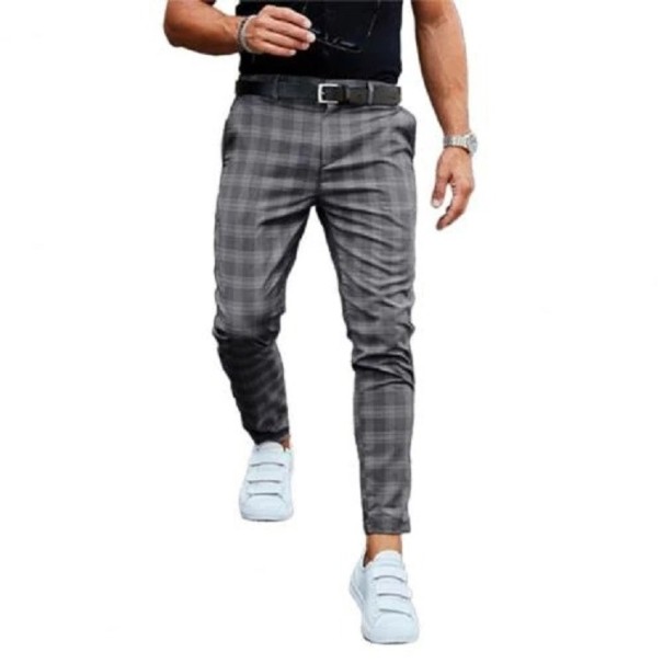 Pantaloni bărbați în carouri F1399 gri XS