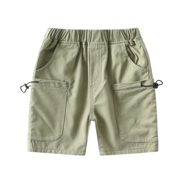 Pantaloni cargo estivi per bambini con vita elastica e grandi tasche verde 5