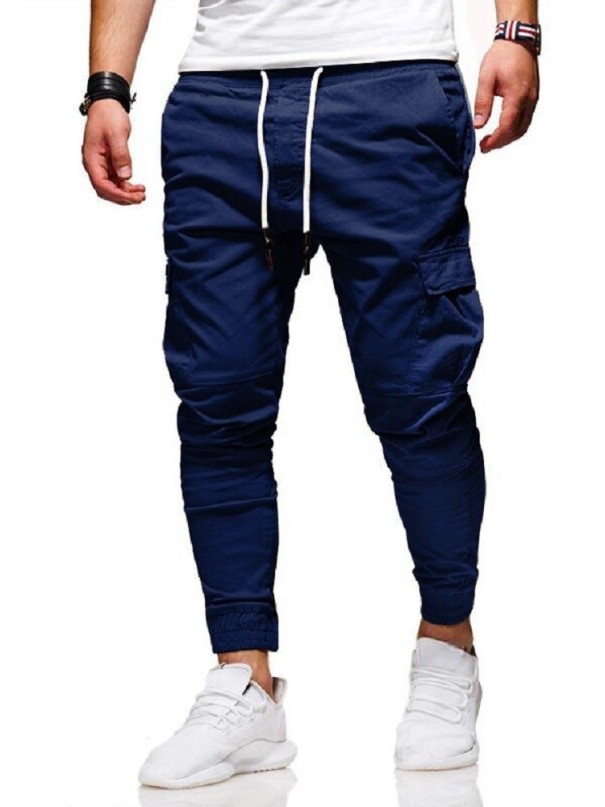 Pantaloni cargo pentru bărbați F1470 albastru inchis M