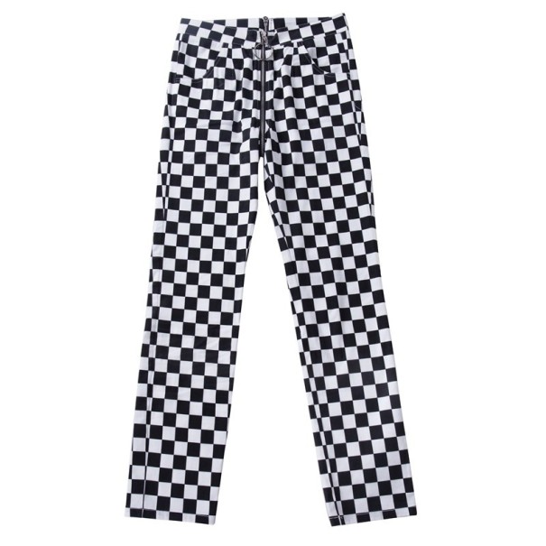 Pantaloni carouri de dama alb-negru M