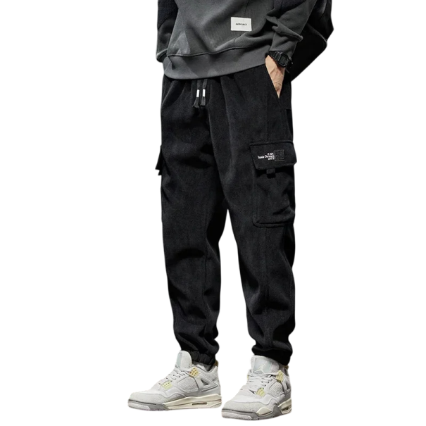 Pantaloni casual elastici pentru bărbați, cu talie elastică, croială dreaptă, buzunare laterale, cu șnur de fixare, pantaloni comozi pentru timpul liber negru 3XL