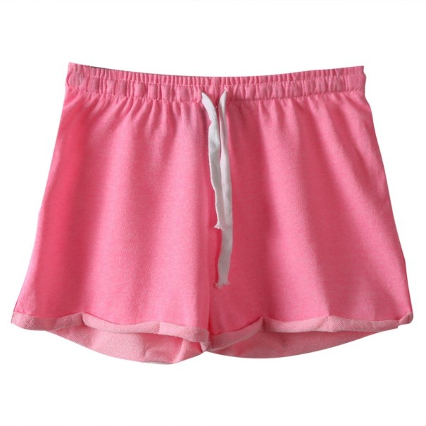 Pantaloni corti da donna in cotone rosa S