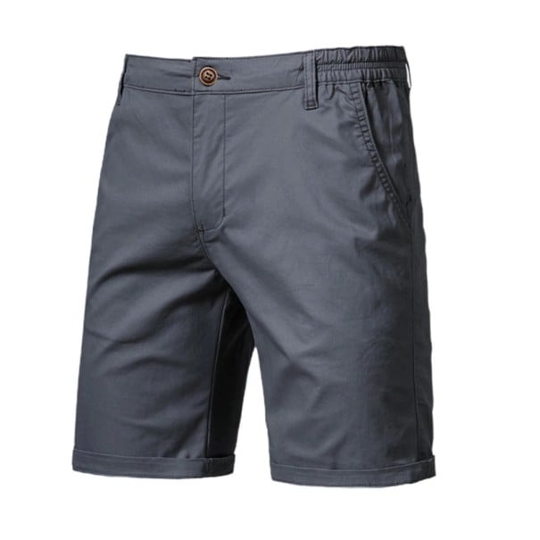 Pantaloni corti da uomo in cotone con vita elastica Pantaloni corti casual in 100% cotone con tasche Pantaloni corti informali grigio scuro 36
