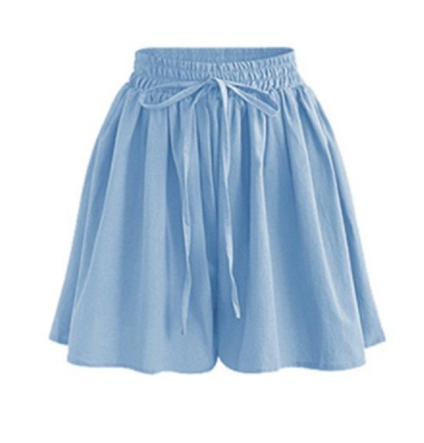 Pantaloni corti estivi da donna azzurro XS