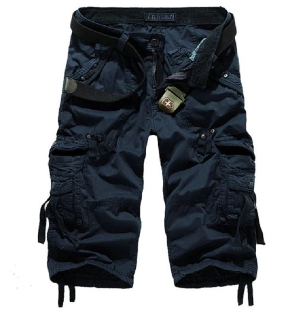 Pantaloni corti militari da uomo blu scuro 38