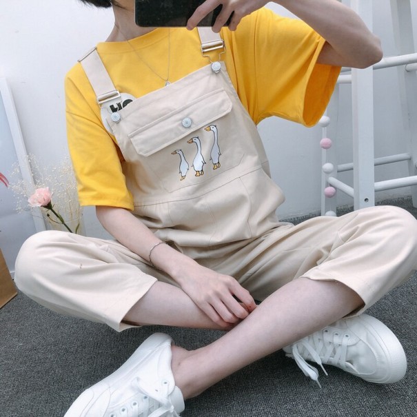 Pantaloni da donna con bretelle A1947 crema XL